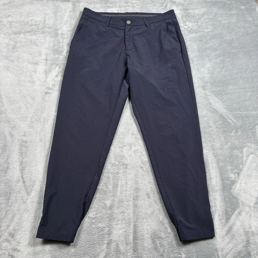 PRIMO Pants Mens 32 Short Blue Golf Jogger Stretch Zip Ankle Cuff Tapered Leg